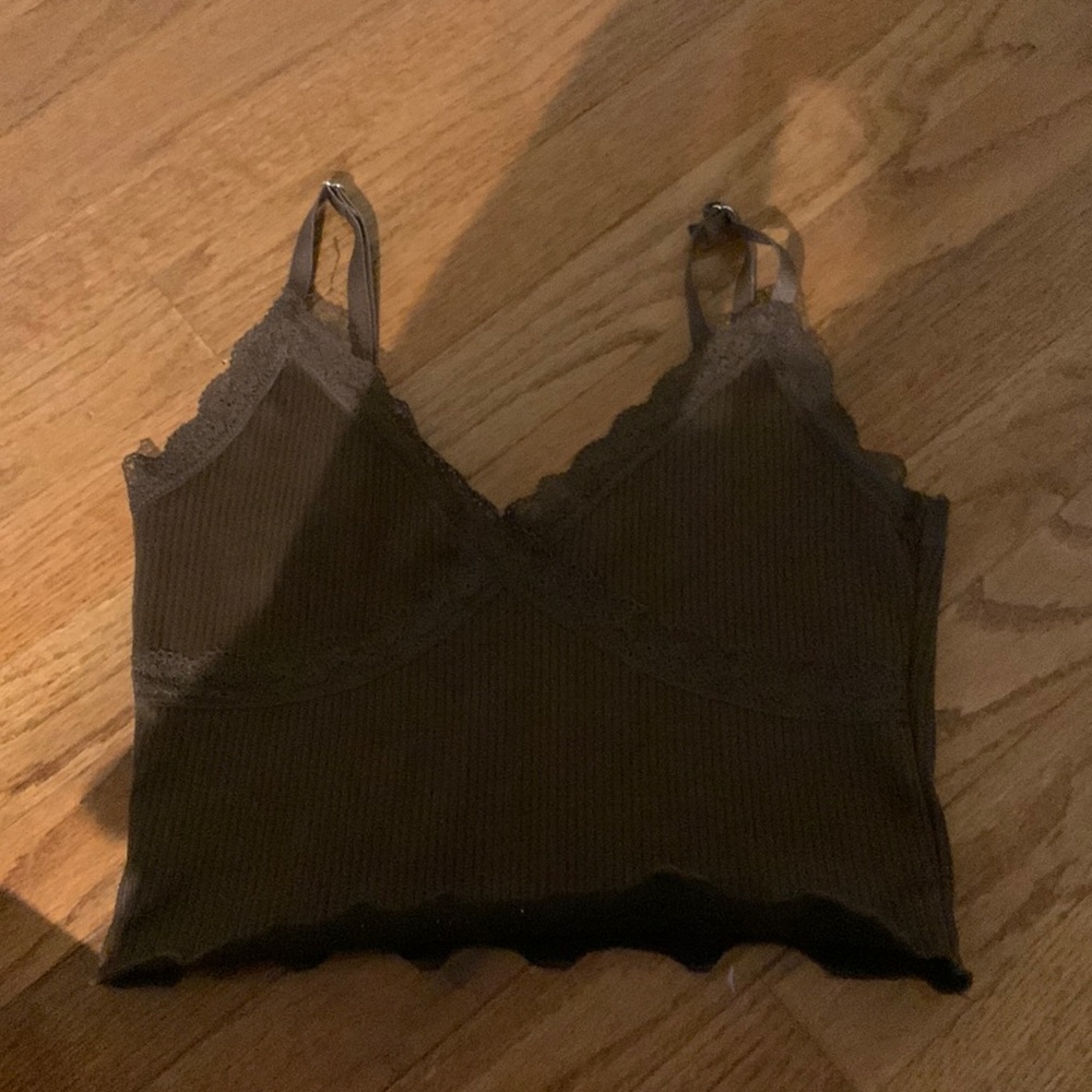 Brown lace crop top